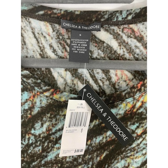 Chelsea & Theodore Womens Top Blouse T-Shirt Size Small Fall Black Blue NEW NWT - Picture 3 of 5